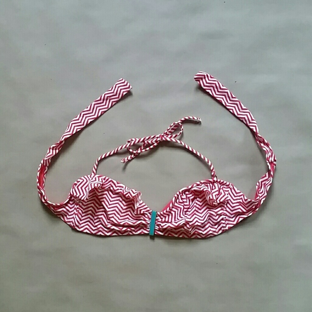 Red and white bikini top